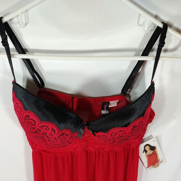 Womens Babydoll Lingerie Size Large Red Dreamgirl - Picture 10 of 11